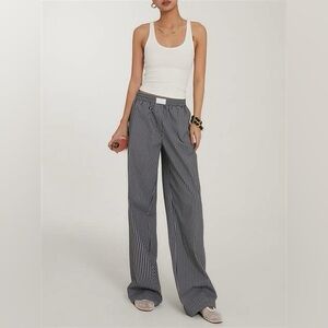 NWT Commense Casual Striped Wide Leg Pants